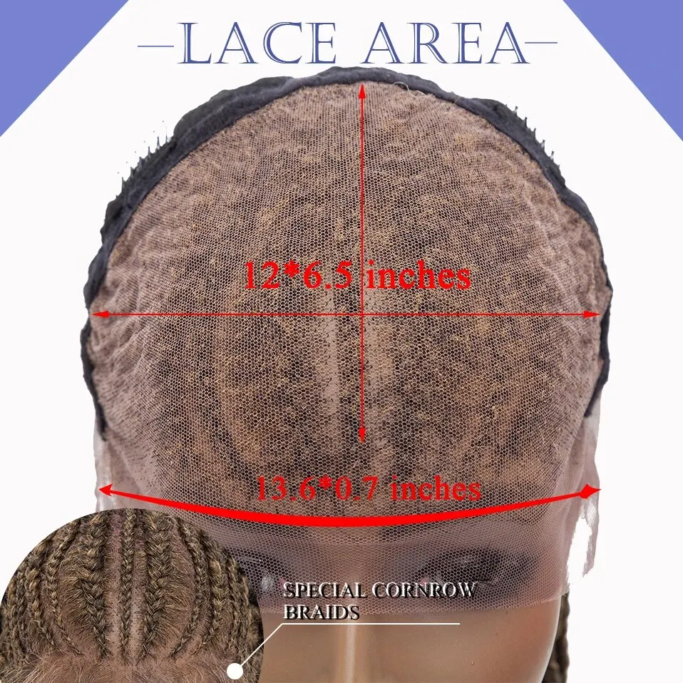 y-Lady 27inch Afro Frontal Synthetic Wig Cornrow Braids Wig with Baby Hair Box Braided Lace Front Braided Wigs African Lace Wig