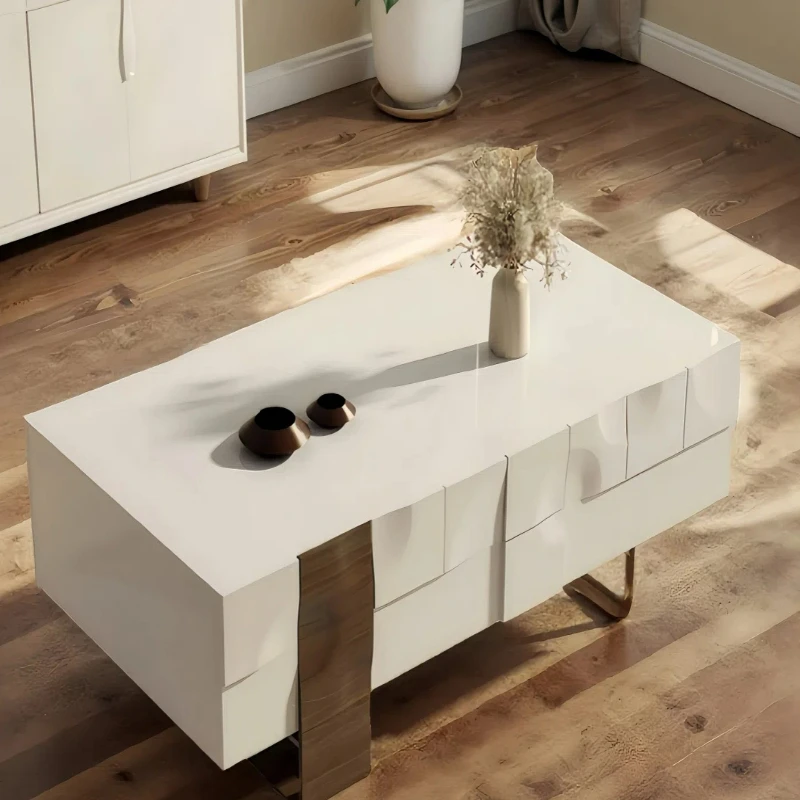 Painted coffee table Solid wood living room Rectangle coffee table Modern simple  Storage tea table