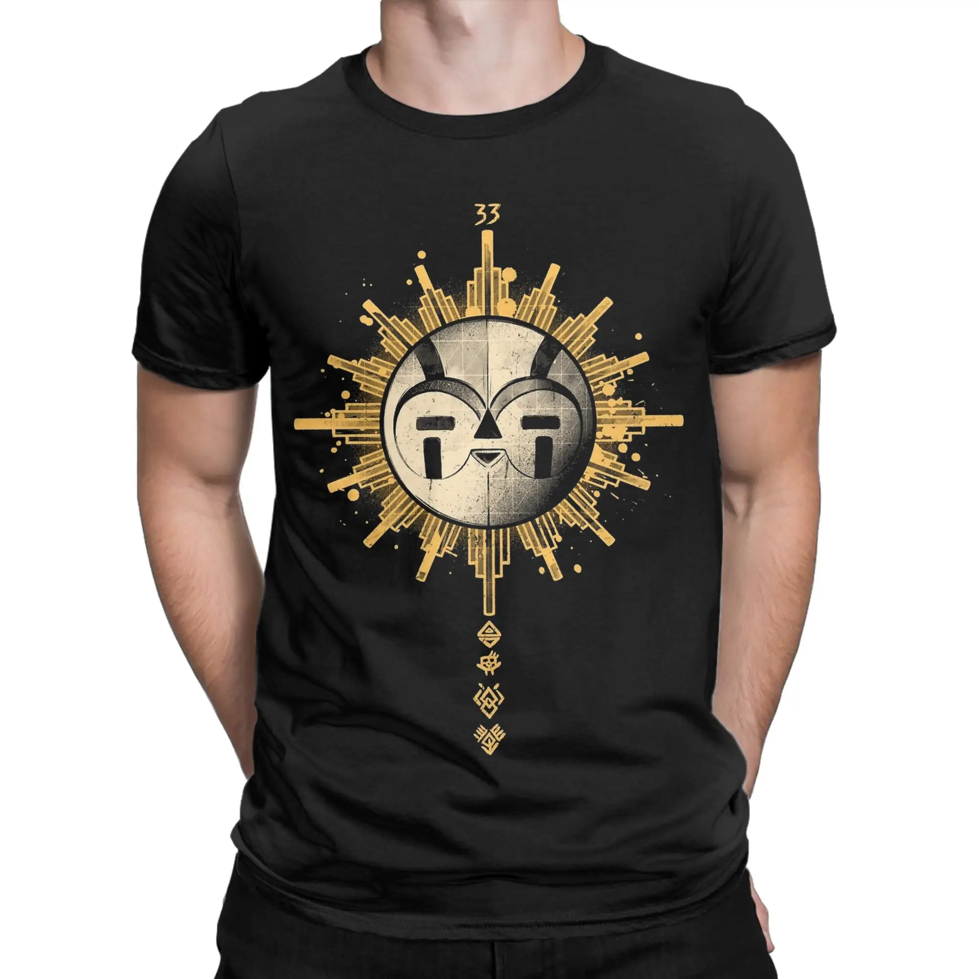 Vintage Mon ami mask Clair Obscur Expedition 33 T-Shirt for Men Cotton T Shirt  Short Sleeve Tee Shirt Birthday Present Tops