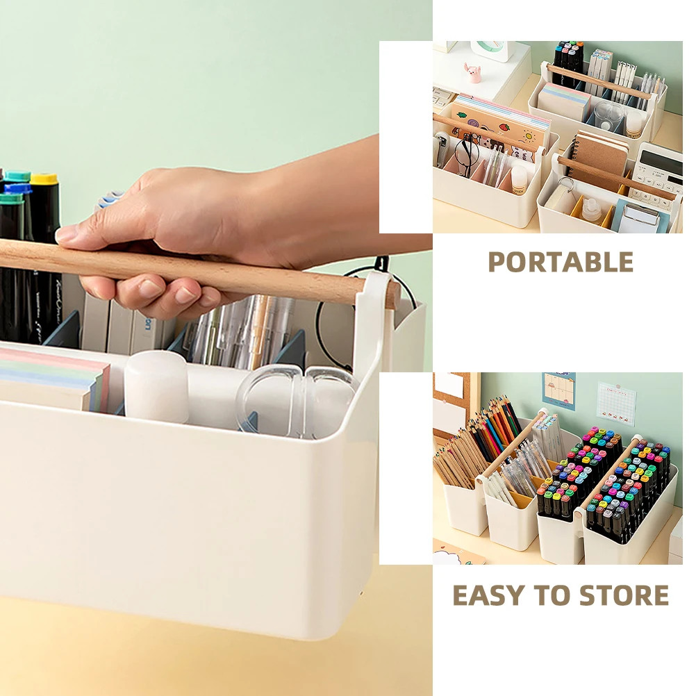 

Portable Storage Box Handle Plastic Desk Organizer Bin For Markers Crayons Craft Supplies Kids Office Table Organizer With