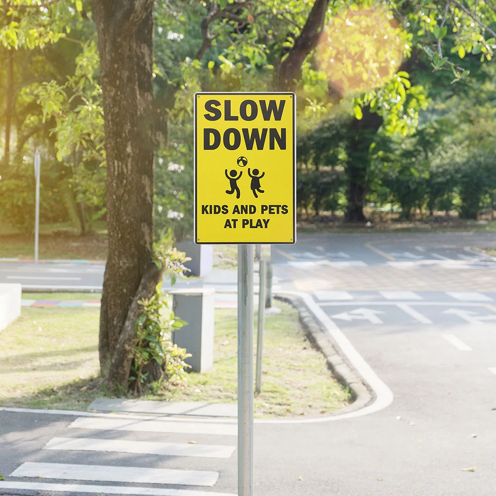 2 Stuks Borden Veiligheid Weg Voorzichtigheid Ijzeren Plaat Tips Vertragen Verkeer Straatkinderen Spelen Voor Speelkind