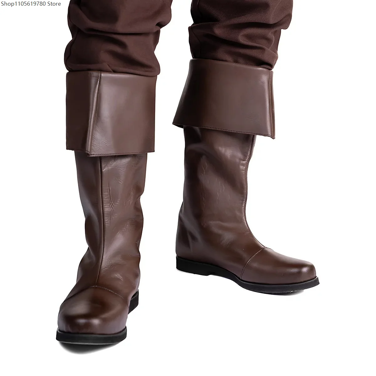 New European American Retro Viking Men Boots Medieval Renaissance Pirate Footwear For Theme Cosplay Carnival Party Outfit