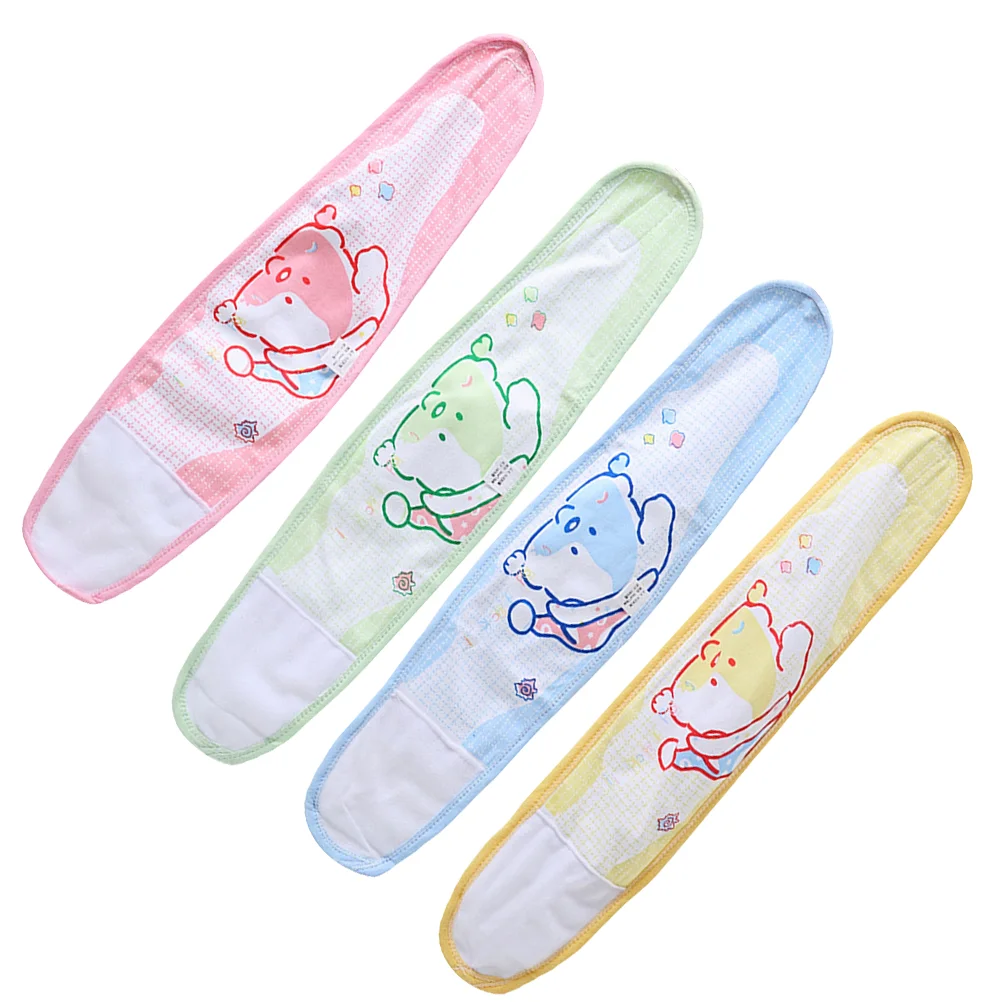 4pcs Infant Umbilical Cord Cotton Belly Band Umbilical Hernia Belt Navel Protection Belt for Infant Newborn