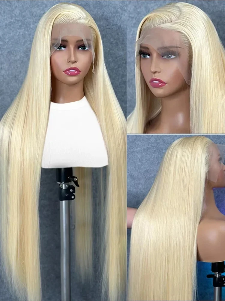 Honey Llond Lace Frontal Wig para Mulheres, Cabelo Humano Liso, HD Transparente Lace Front Perucas, 220 Densidade, 13x6, 613