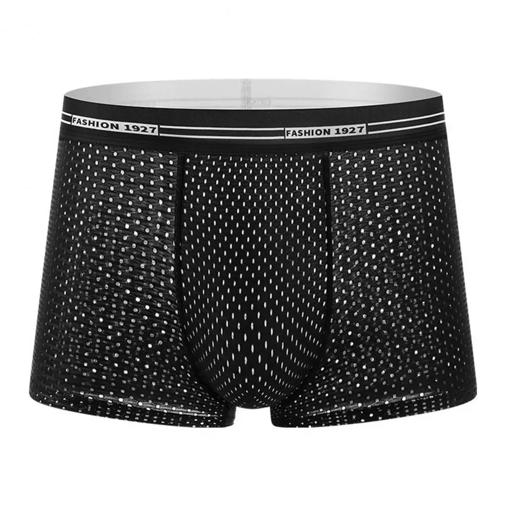 Men Boxers Breathable Seamless Men Underpants Hollow Out Ice Silk Cooling Men Panties Anti-septic U Convex Men Underwear