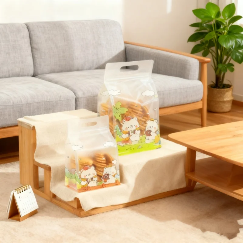 

50PCS Lovely Bear Plastic Window Ziplock Packaging Bag DIY Child Candy Snack Sugar Dates Biscuit Matcha Portable Gift Pouches