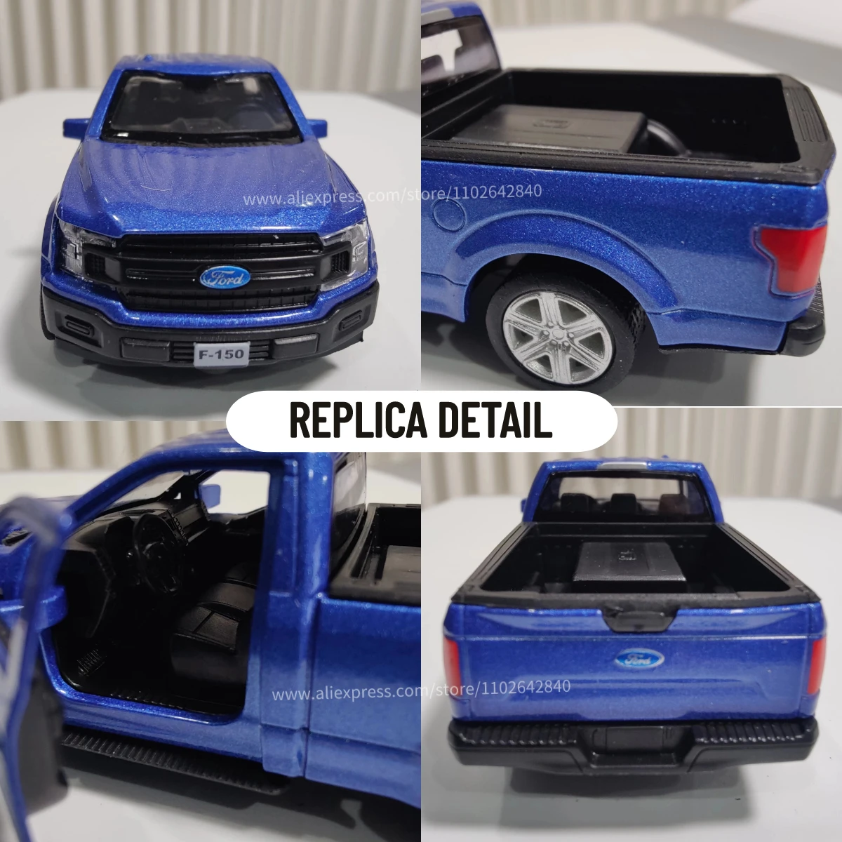 1:36 Metal Diecast Car Model Repilca Ford F150 Pickup Scale Miniature Collection Vehicle Hobby Kid Toy for Boy Xmas Gift