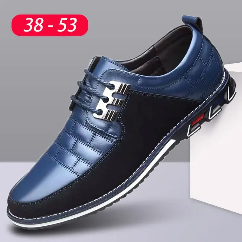 Men Business Casual Shoes Lace-up PU Leather Shoes Plus Size Formal Sneakers for Men Wedding Party Office Oxfords Dress Shoes 53