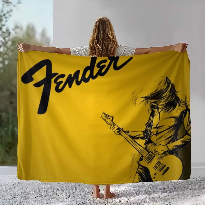Fender Guitar Theme Rock Music Soft Flannel Throw Blanket,Cozy Warm Blanket for Bed,Sofa,Living Room,Picnic,Camping,Home Decor