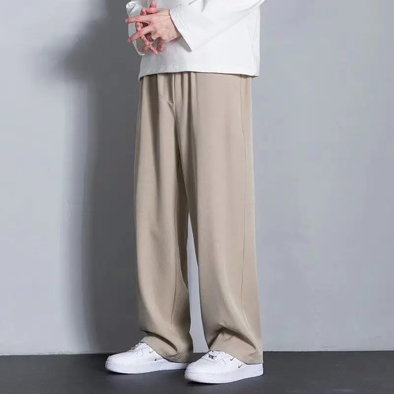 

2022 New Loose Straight Pants Men's Summer Ultra-thin Cool Ice Silk Casual Pants Sports Quick-drying Nine-point Trousers