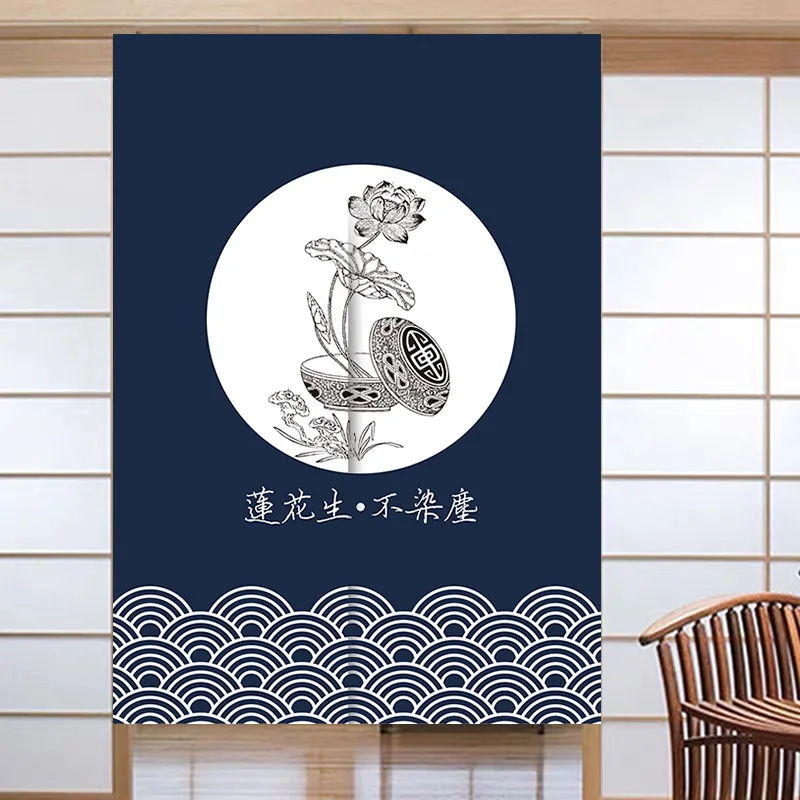 

New Chinese Style Door Curtain Half Curtain Bedroom Kitchen Zen Partition Curtain Bathroom Feng Shui Curtain Noren