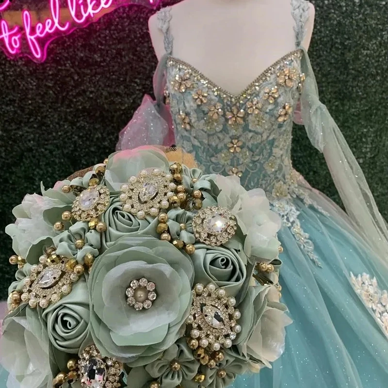 

Quinceanrea Dresses Customized Sweetheart Off Shoulder Flower Princess Sweet 15 16 Year Girl Birthday Party Gown Pageant