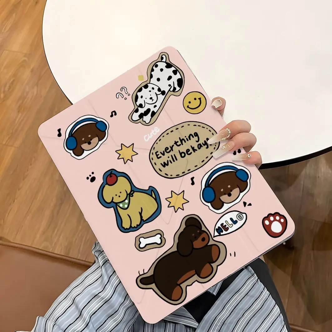 Korean Tulip Cat Dog Sticker Bow For iPad Pro Air 13 11 M5 M4 M3 M2 2 1 11th A16 12.9