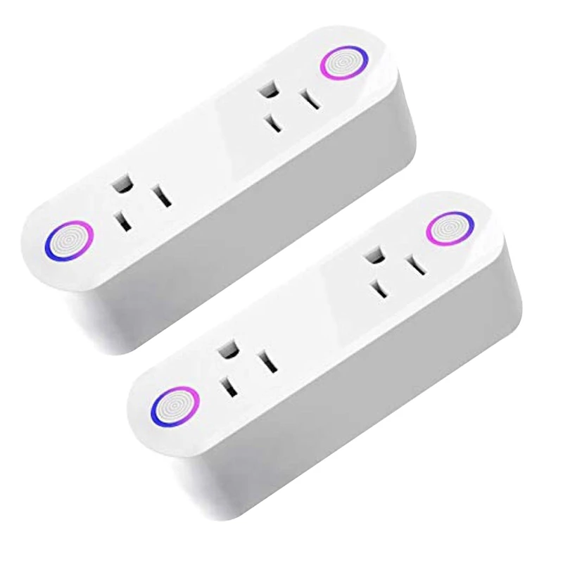 2 Pack Smart Plug 15A Smart Dual Outlet Sockets With Energy Monitoring Hands-Free Voice Control For Alexa, IFTTT & Google Assist