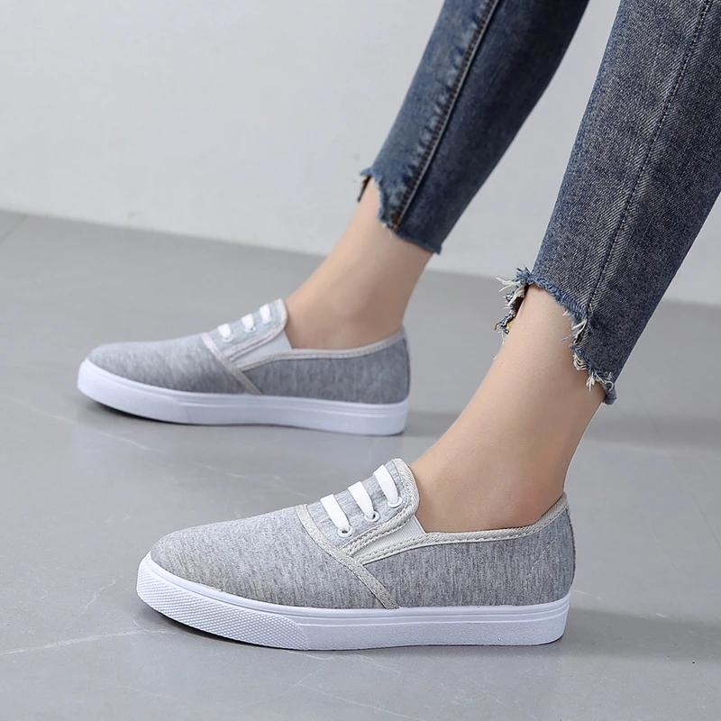 2024 New Women Canvas Sneakers Sport Casual Shoes Spring Flats Sneakers Running Shoes Ladies Shoes Loafers Round Toe Tennis