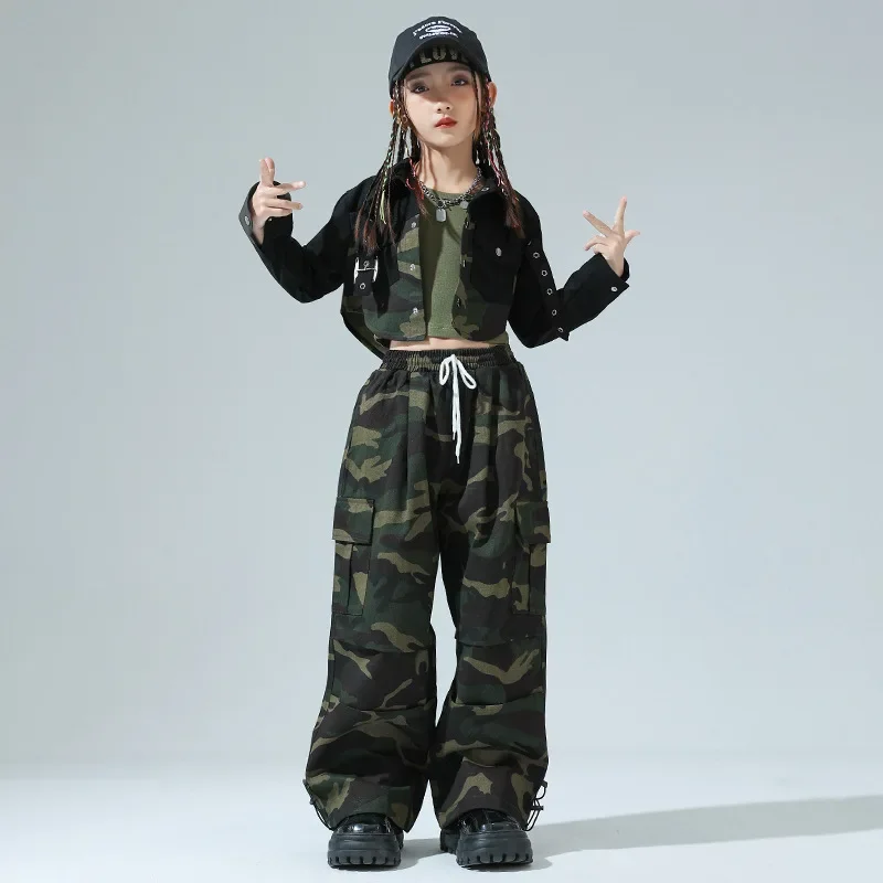 New Stage Girls' Fashionable Outfit Jazz Dance Performance Suit Kids Hip-hop Fashion Costume Cool Children's Runway Wear