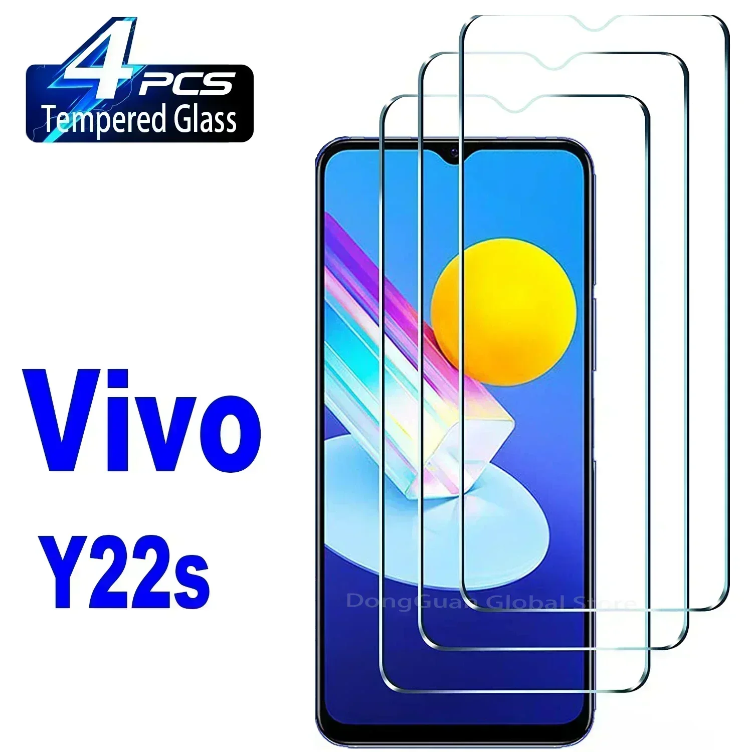 2/4 قطعة من الزجاج المقسى لهاتف Vivo Y22 Y22s واقي شاشة زجاجي