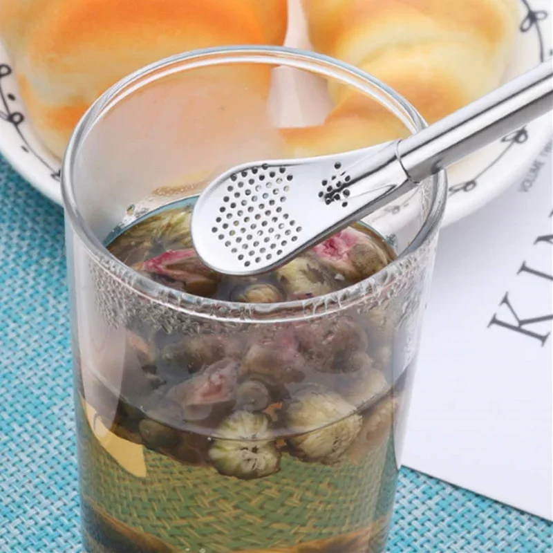 Removable Stainless Steel Yerba Mate Filter Spoon Reusable Woven Straw Illa Replacement Drinking Tea Accessories