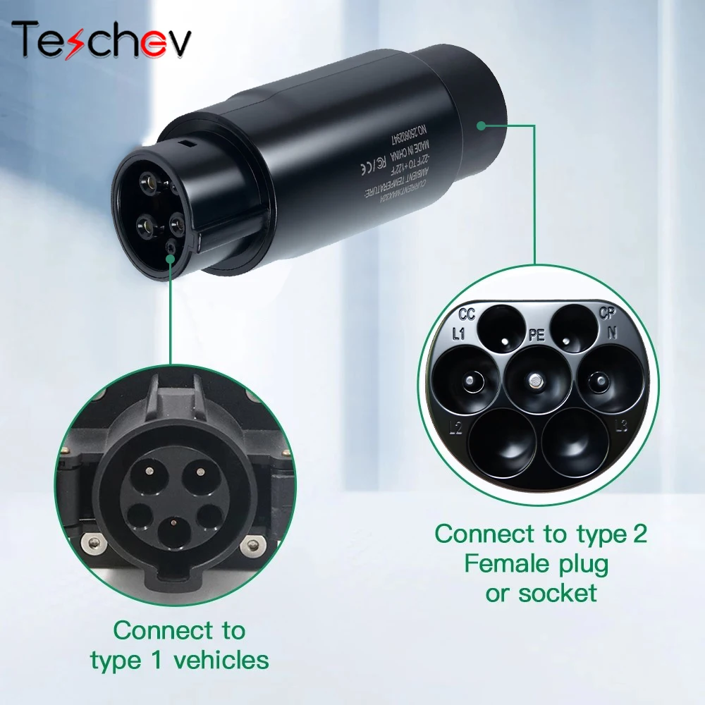 

Адаптер EV Зарядное устройство для электромобиля IEC62196-2 Тип 2 к J1772 Тип 1 Адаптер переменного тока EVSE Разъем преобразователя зарядки 1 фаза 32 А