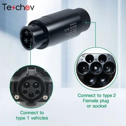 EV Adapter Electric Vehicle Charger IEC62196-2 Type 2 to J1772 Type 1 AC Adaptor EVSE Charging Convertor Connector 1Phase 32A