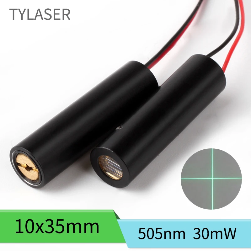 TYLASERS D10x35mm 505nm Green 30mW Cross Line Laser Module Industrial Grade APC Driver for Woodworking Cutting and Accessories