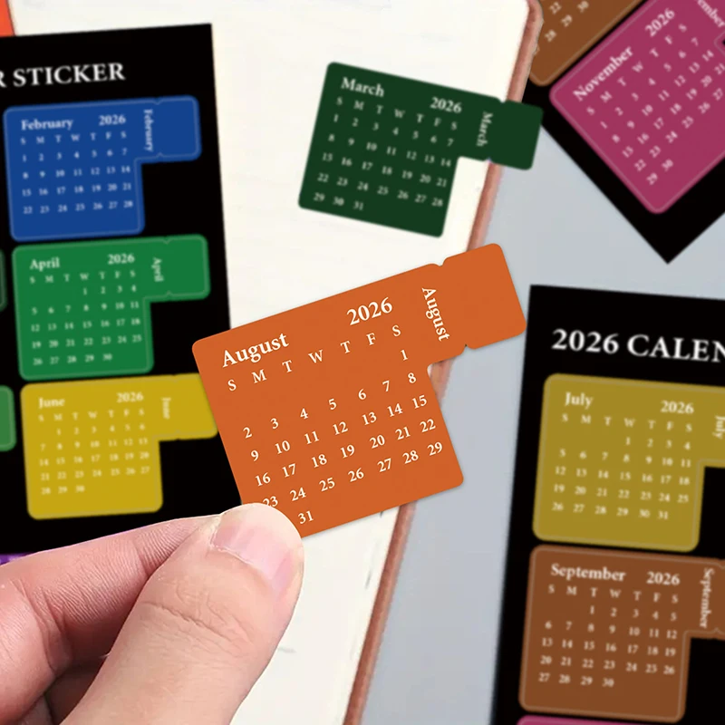 NEW DIY 2026 Calendar Stickers Multi-functional Colorful Planner Stickers Removable Durable Bookmark Office