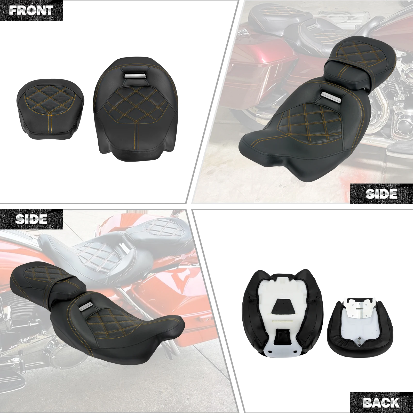 Motorcycle Driver Passenger Two Up Seat Rider Front Backrest For Harley Touring Electra Street Glide Road King FLHT CVO 2009-Up