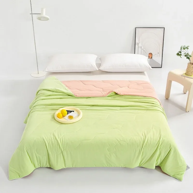 

Solid color AB version summer cool silk summer quilt air conditioner quilt core summer brocade spandex cool silk