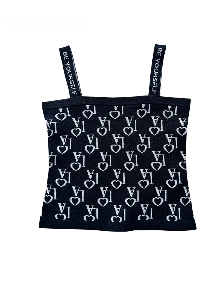 

Жилетка Napaj 2024 Весна-Лето с вязаным принтом в виде сердца, женская, модная, приталенная, универсальная, на бретелях, для повседневной носки, стандартной длины