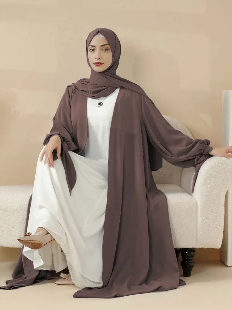 Eid Women Abaya Muslim Dress Bandage Lace-up Cardigan Party Jalabiya Ramadan 2026 Vestidos Largos Arab Long Robe Morocco Kaftan