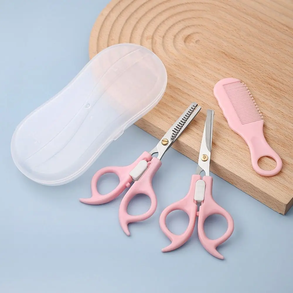 3PCS Safty Haircut Scissors Kit Hairdressing Hair Trimming Hair Styling Tools Set Stainless Steel Hair Thining