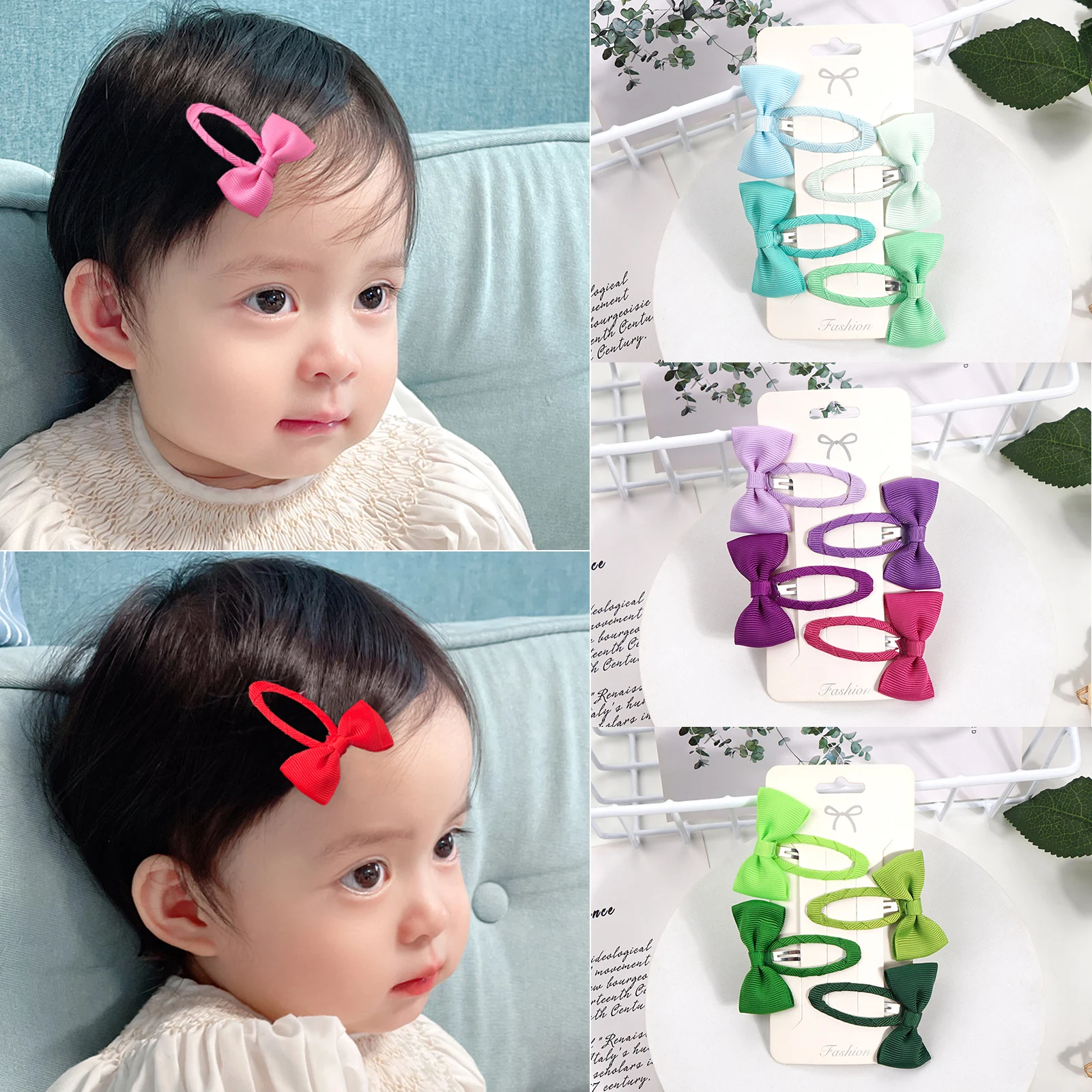 20pcs Snap Hair Clips with Bows Boutique Grosgrain Ribbon 2 Inch Hair Bows No Slip Hair Barrettes for Infant Toddlers Baby Girls