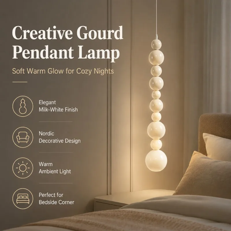Modern Gourd Design Pendant Lamp Creative Long Line Hanging Light for Bedroom Living Room Bedside Atmosphere Lighting Home