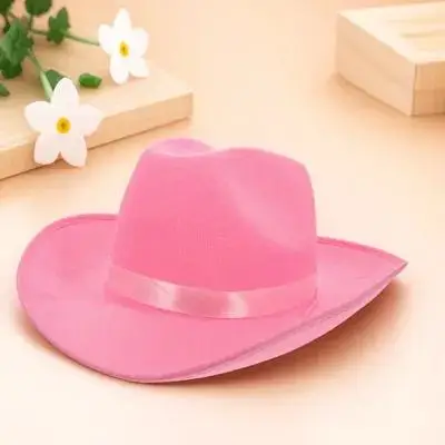 

Pink Cowboy Western Style Felt Cowgirl Costume Accessories Party Decor Princess Sun Hat Kids Adult Fashion Hat