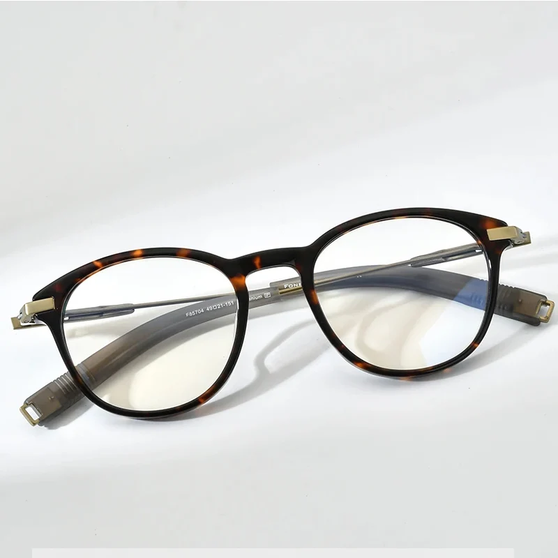 FONEX Acetate Titanium Glasses Frame Men Brand Design Retro Round Eyeglasses Women Spectacles Japanese Eyewear 85704