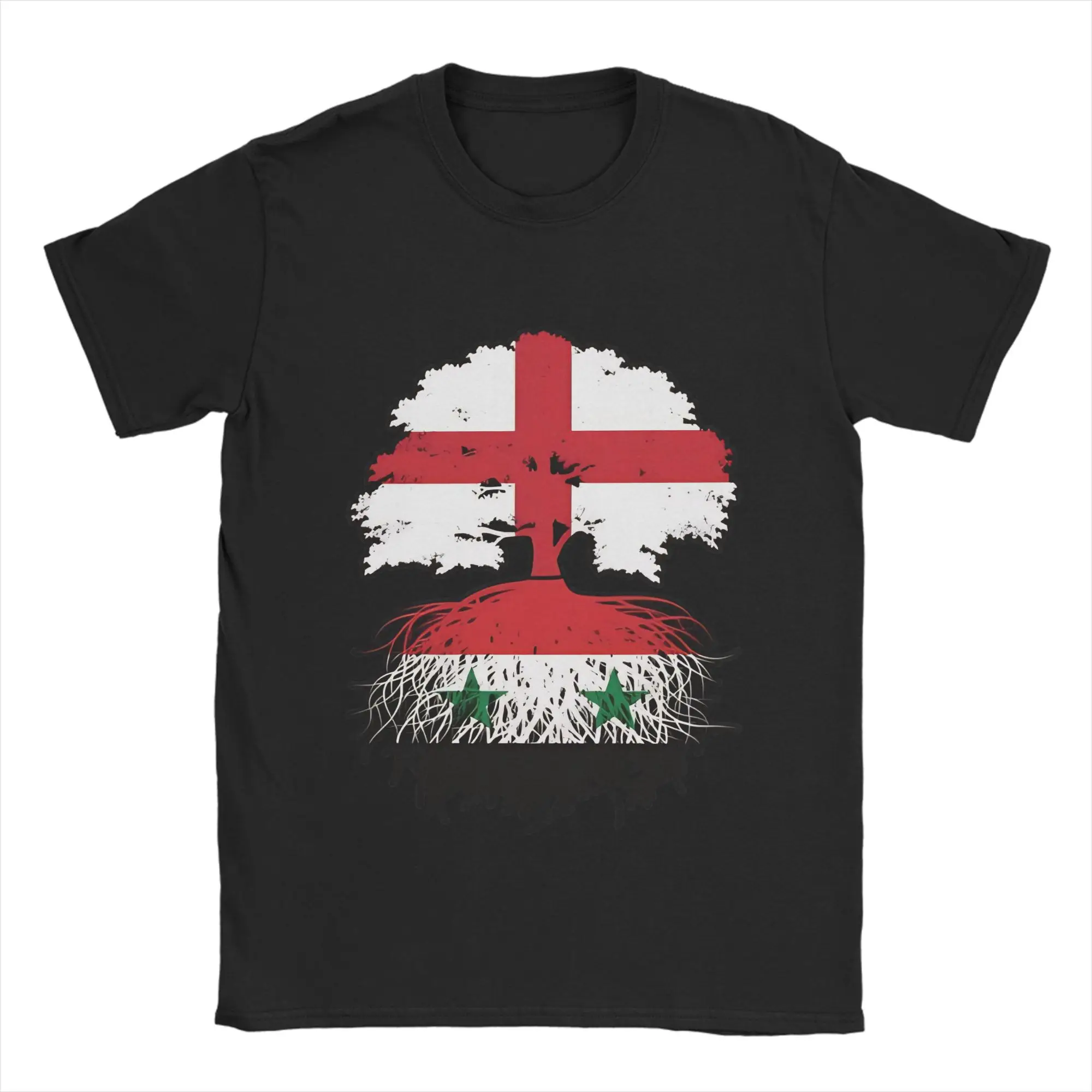 Novelty Syria Syrian English England Tree Roots T-Shirt Men Round Neck Pure Cotton T Shirt Short Sleeve Tees Summer Clothing