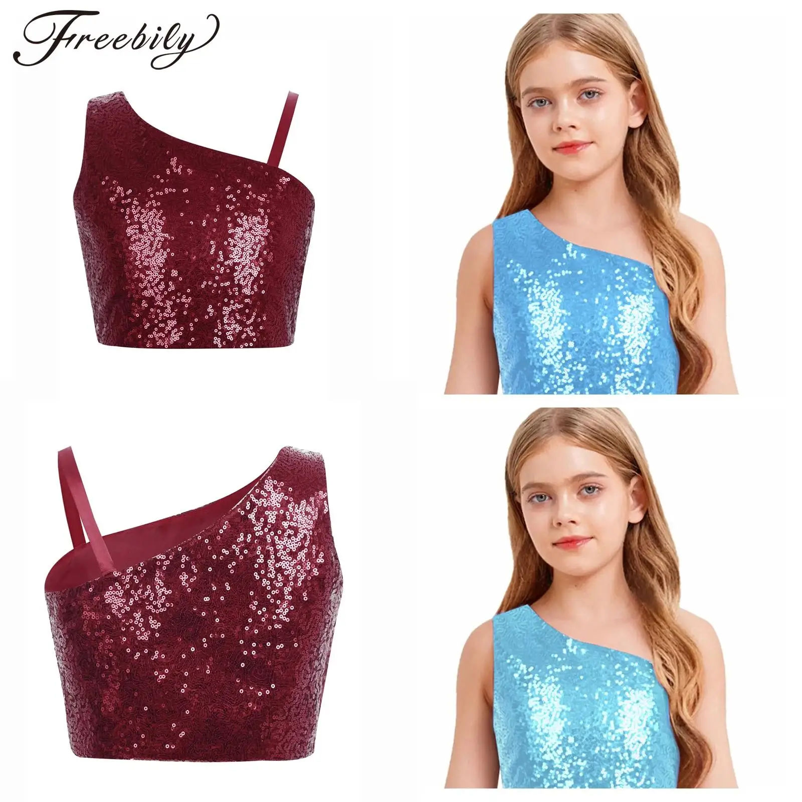 

Модный топ для балета и танцев для девочек, блестящие топы с блестками, одежда для выступлений в стиле хип-хоп, танцевальная одежда, детские костюмы для джазовых танцев