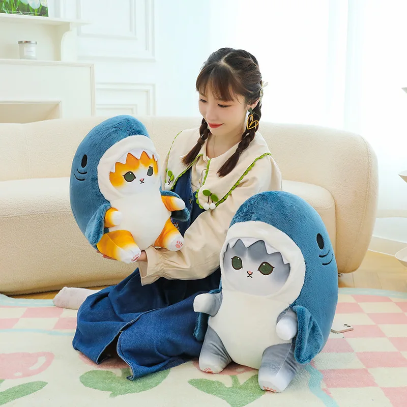 Hot Cute Shark Cat Fried Shrimp Cat Plush Doll Pillow Doll Beautiful Room Car Bag Decoration Pendant Opening Holiday Gift image 2