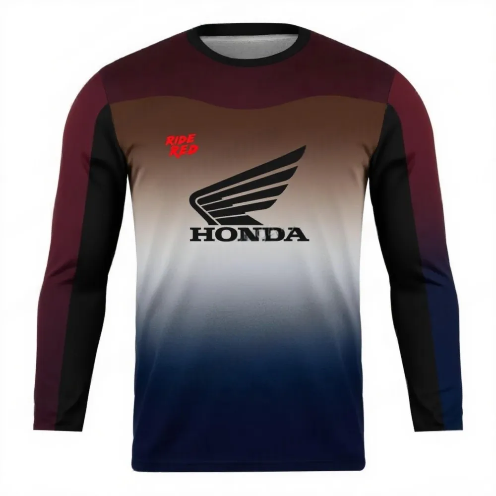 ثلاثية الأبعاد الطباعة Motociclista السائق Deportiva هوندا التجفيف السريع بأكمام طويلة هوندا ركوب قمم تي شيرت للرجال والنساء