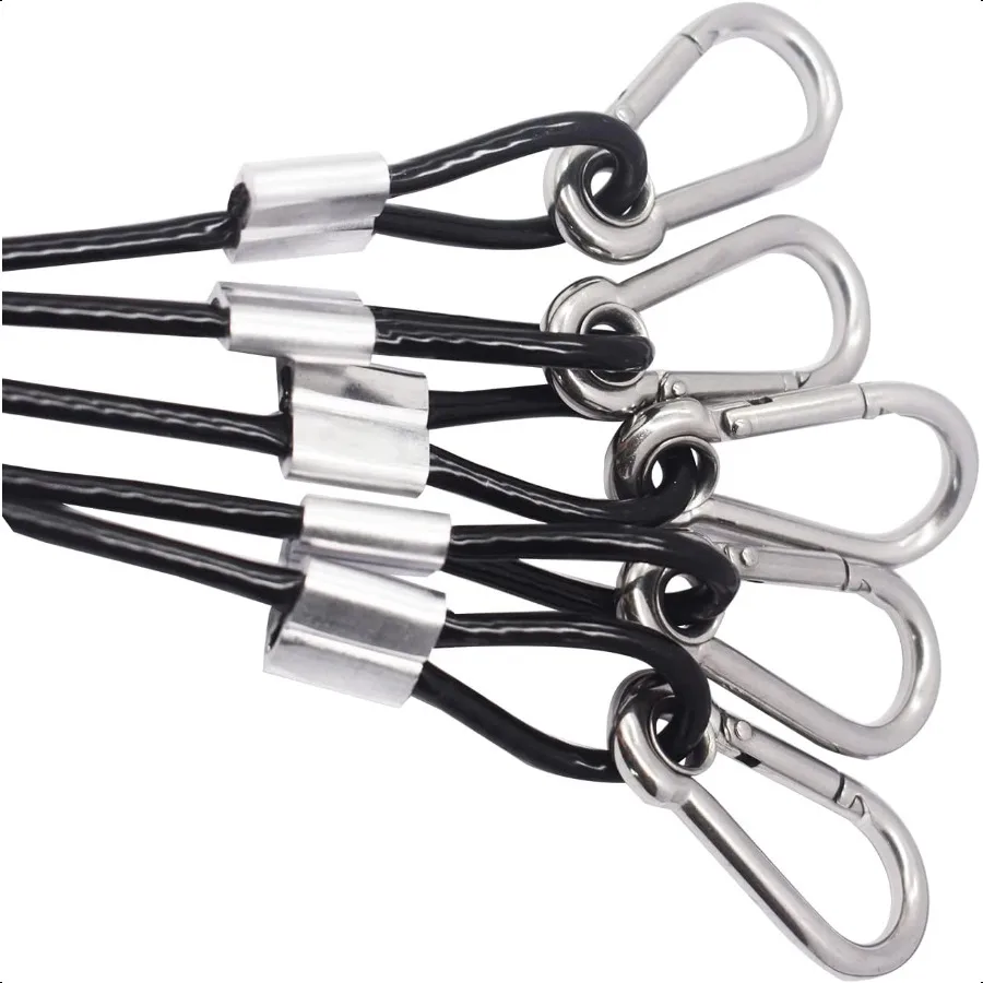 

5 шт. 12-дюймовый виниловый чехол с покрытием из нержавеющей стали, трос, ремешок безопасности с крючками и 2 петлями, толщина 4 мм, Bla