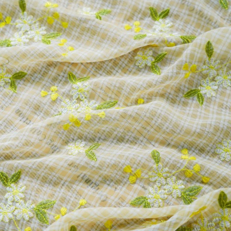 Daisy Embroidered Fabric for Dressmaking and Sewing Accessories DIY By The Meter Korean Japanese Style