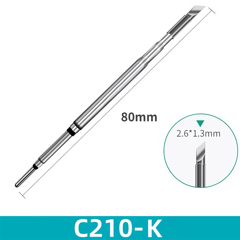 

C210 soldering iron tip, large K-shaped blade tip, flying wire repair, solder dragging, electronic repair, soldering, heating