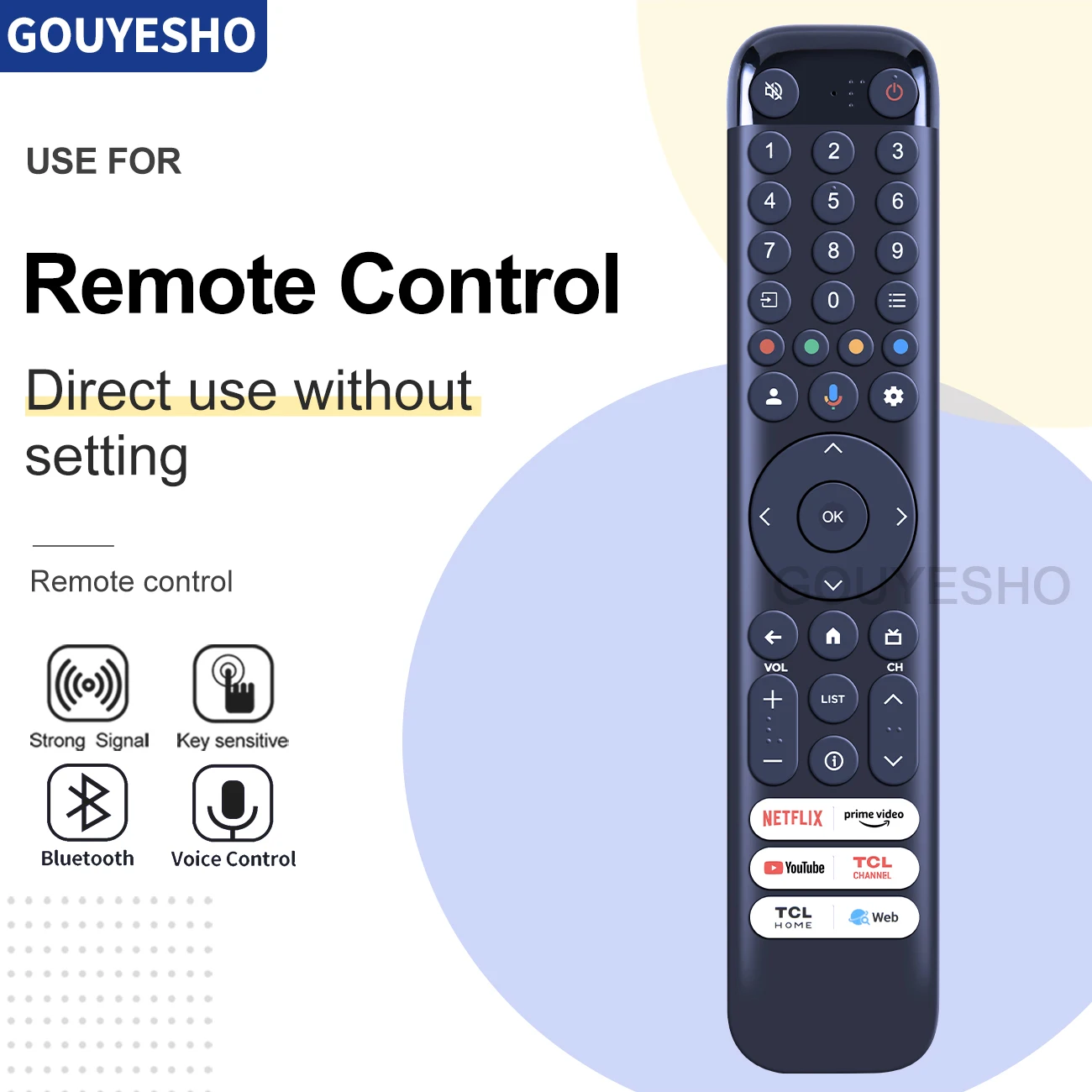 New RC833 GUB1 Voice Remote Control For TCL QLED Smart Google TV 50 55 65 75C645 P745 C745 C845 43LC645