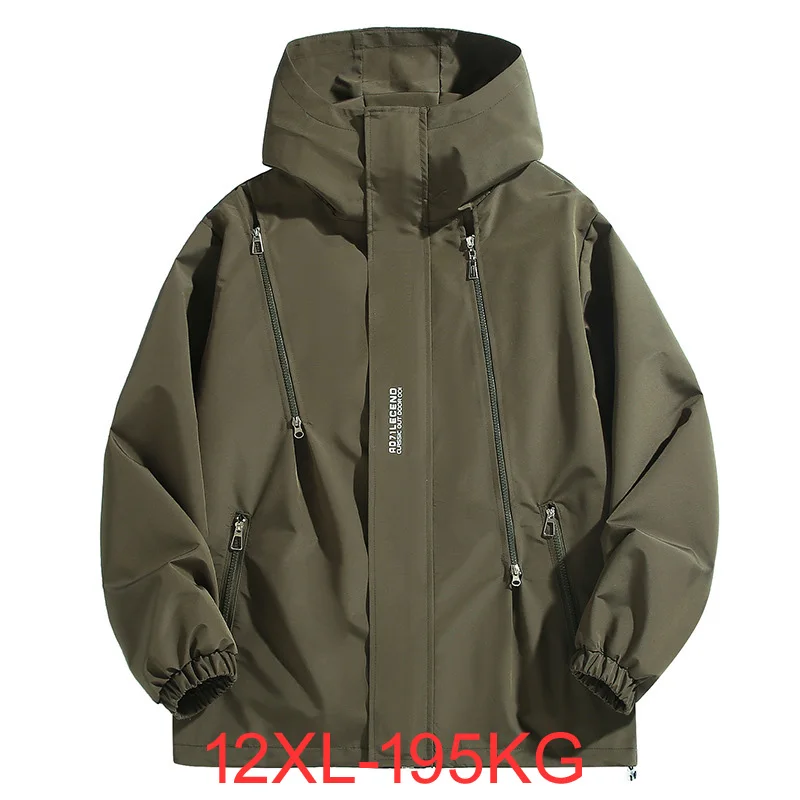 Large size Outdoor Charge Coat Men Spring and Autumn Plus Size Waterproof Windproof Jacket 190kg 12xl 11XL coats men 10XL 9XL