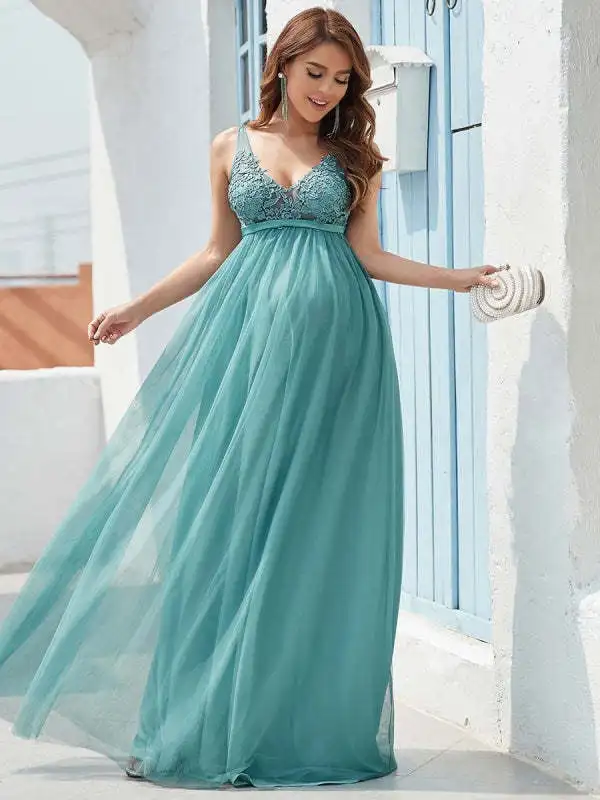 Sleeveless Maternity Photo Dress For Pregnant Tulle Woman's Evening Dress Long Pregnancy Shooting Dress Women Photography Gown