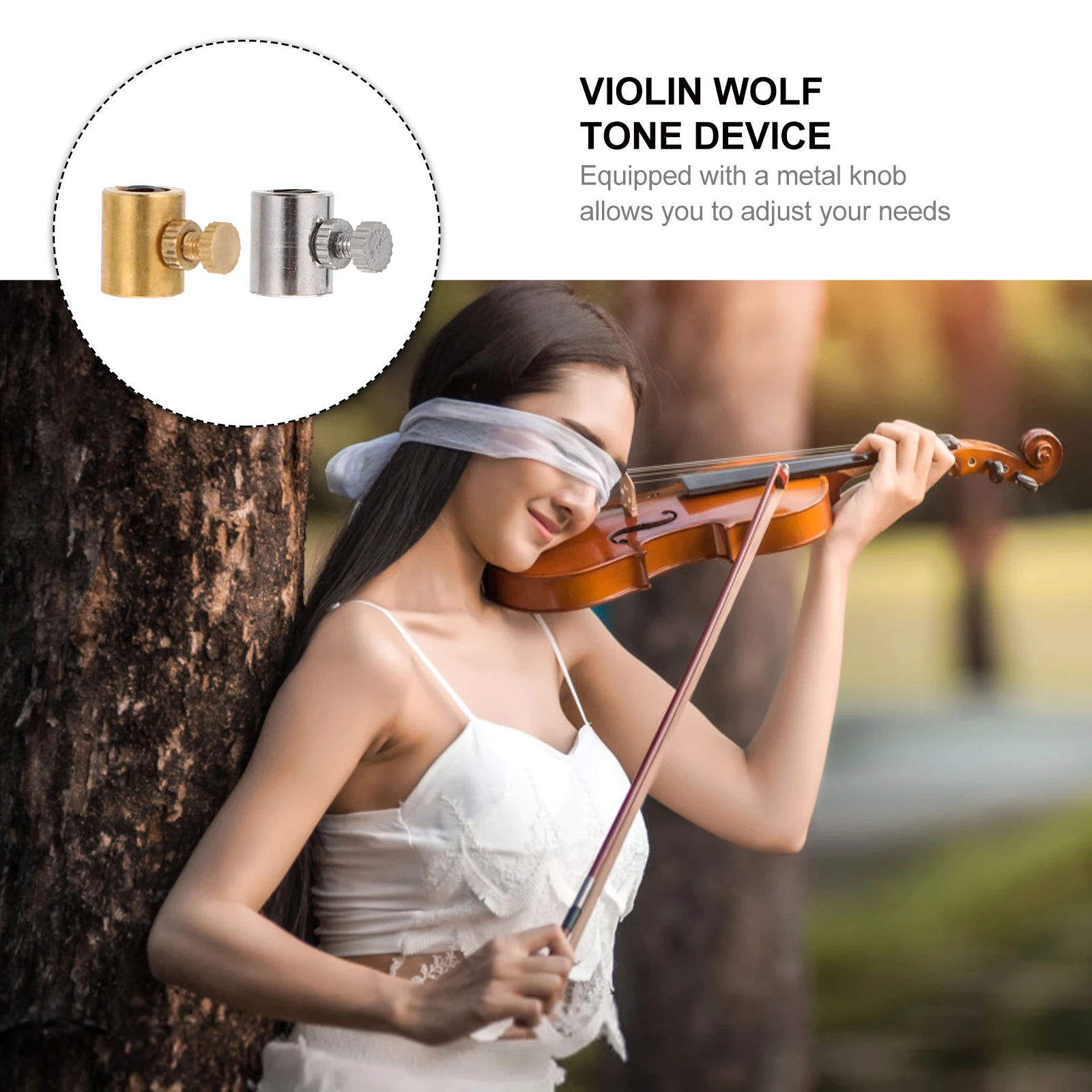 

2 PCS Wolf Sound Violin Mute Tone Suppressor Tube Adjustable Accessory Copper