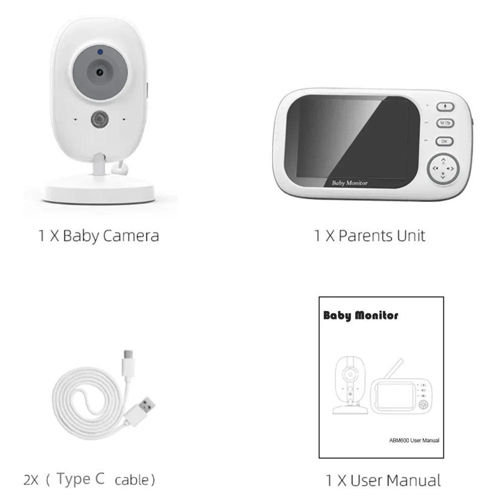 2.4G Mother Kid 2 Way Audio Talk Night Vision Security Cameras Video Surveillance Cam With Temperature 3.5'' Video Baby Monitor