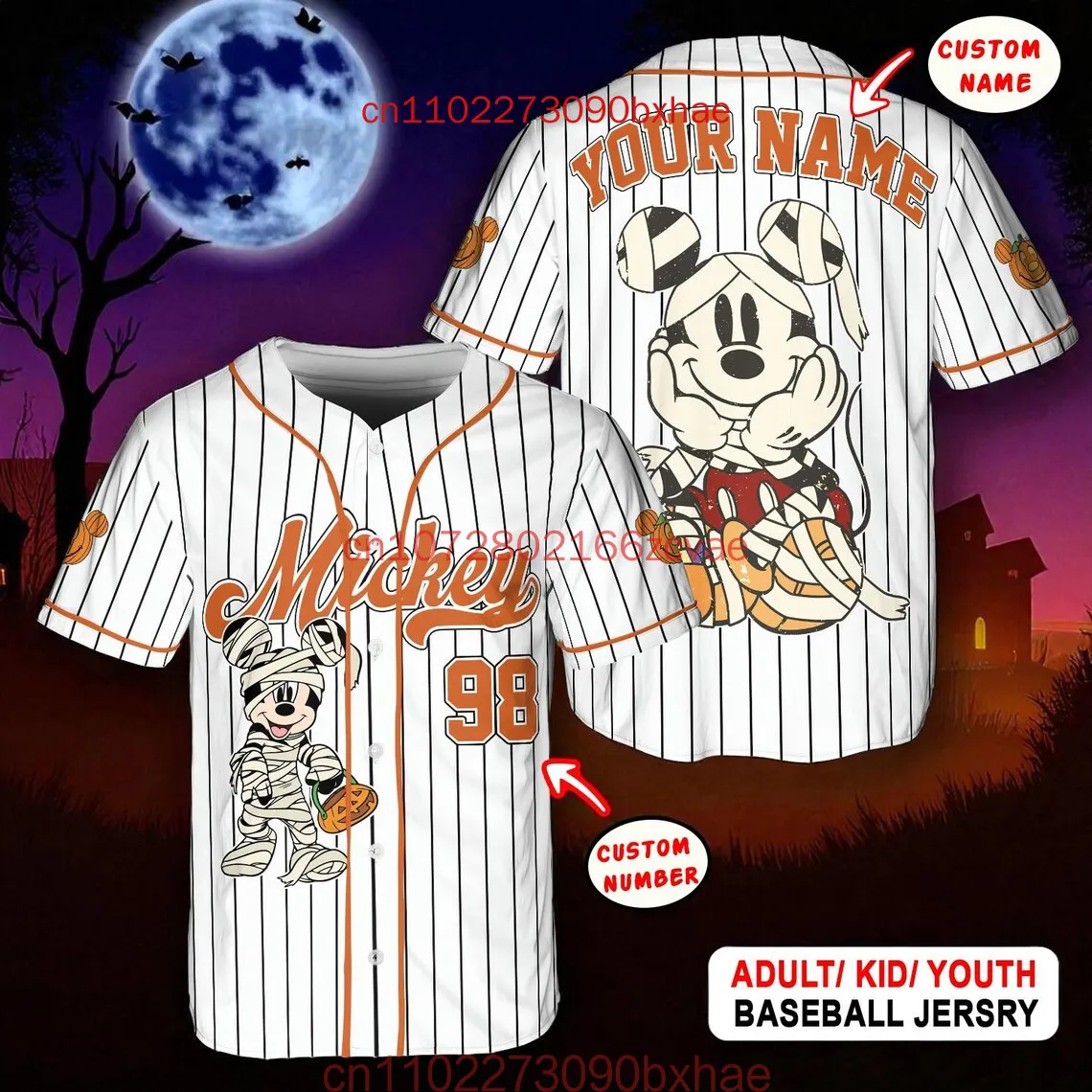 

Custom Mickey Mouse Baseball Jersey 3D Print 2025 New Disney Halloween Baseball Jersey Children's And Adult Sports T-shirts