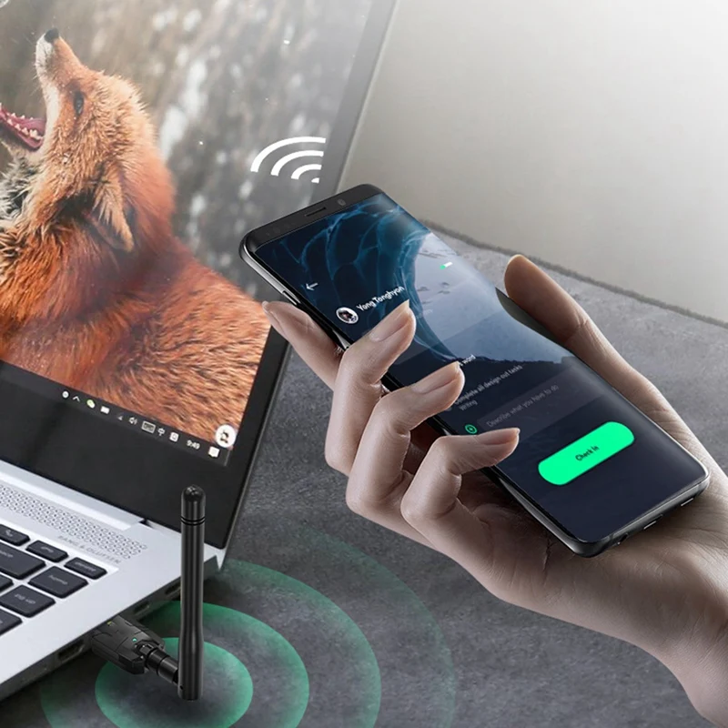 Adaptador Sem Fio USB Bluetooth 5.0, Dongle de Longo Alcance, EDR, Receptor, Transferência para PC, Desktop, 100m