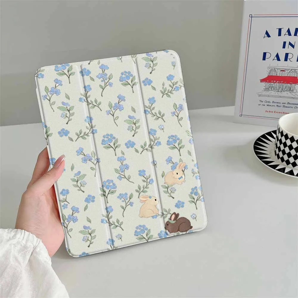 Cute Rabbit Flower For Samsung Galaxy Tab A8 A9 A11 S6 S7 S8 S9 S10 S11 FE Plus Lite With Pen Slot Tablet Case